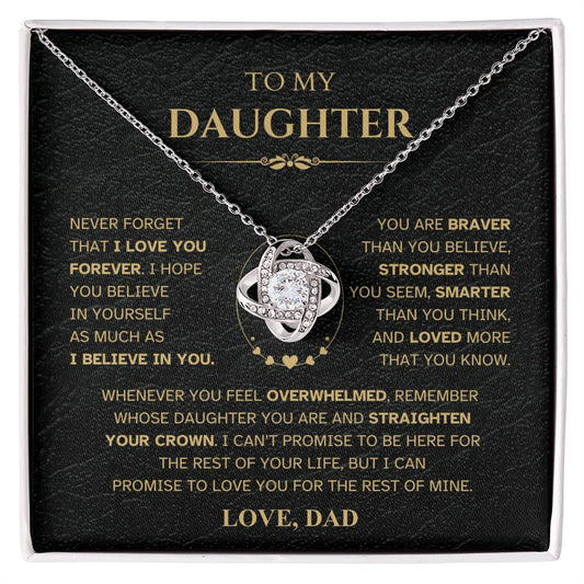 To My Daughter -  Love Knot Necklace
