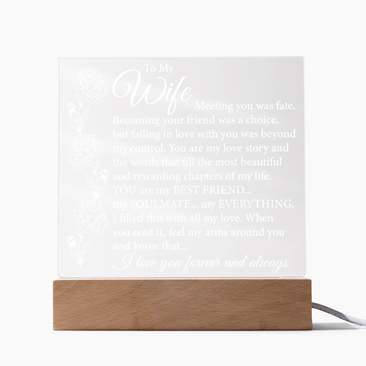 To My Wife | Acrylic Plaque With Lighted Base